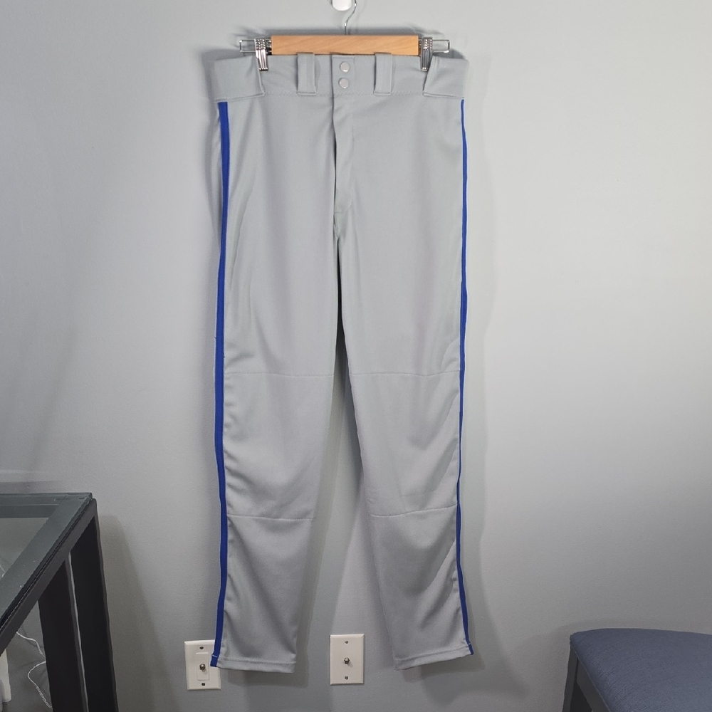 Powers Activewear Pants Men's Size 34 Grey Blue Stripe Sports Baseball Active